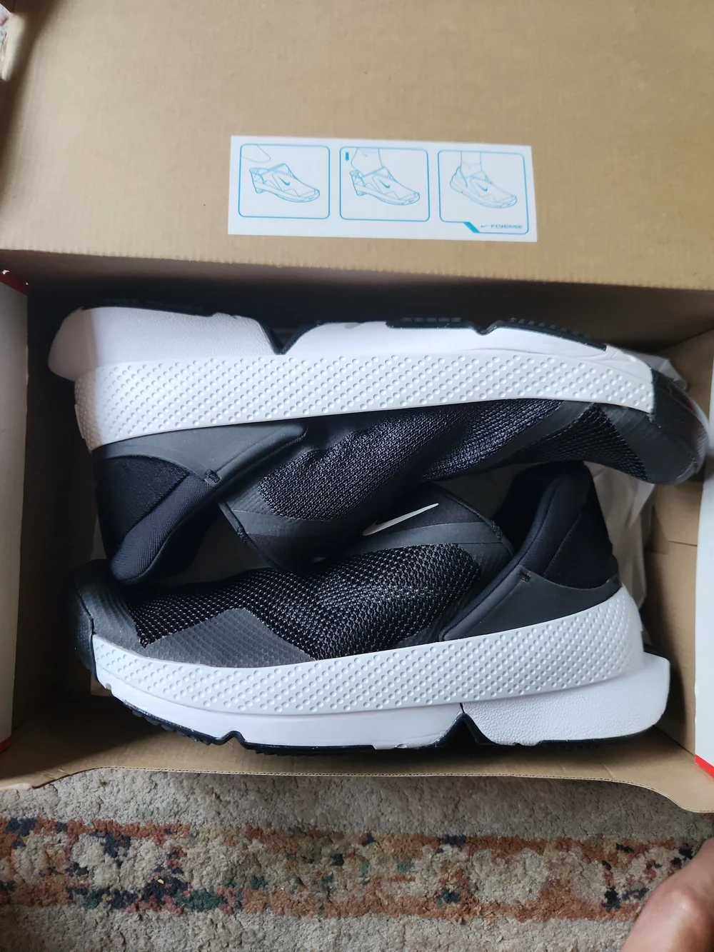 Size 14 - Nike GO FlyEase Black White With Box DR5540 002 Women's 15.5